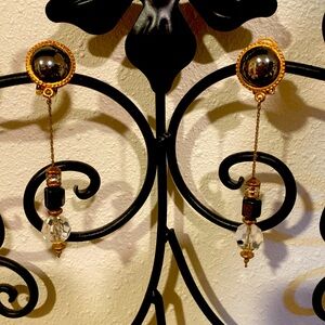 Vintage dangly clip-on earrings, unique